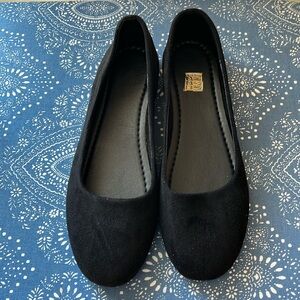 Suede Black Flats